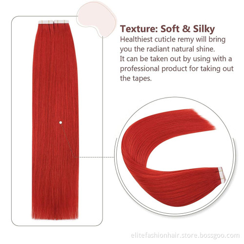 Silky straight high quality double drawn colored Tape human hair extensions Tape-in Hair extension tape weft hair extensions